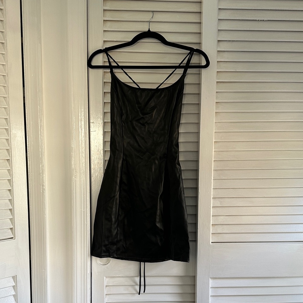 Lucy in the Sky Black Faux Leather Dress